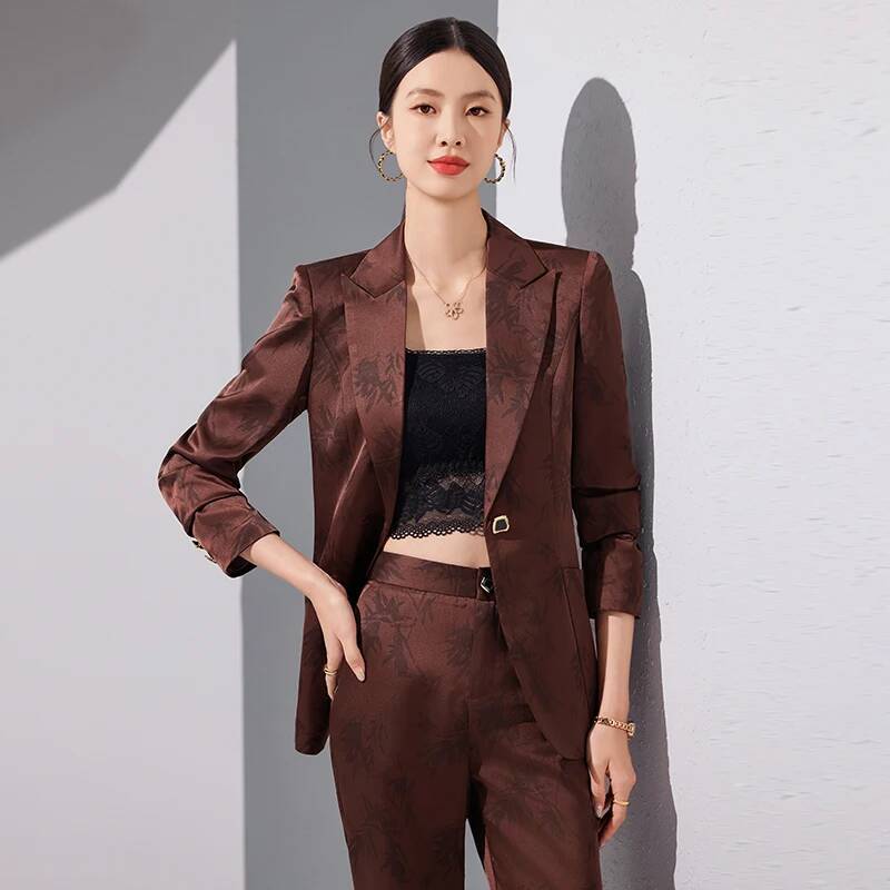 Women Formal Wear Interview - ชุดสูทผ้าคุณภาพสูงสำหรับผู้หญิง ชุดทำงานมืออาชีพ เสื้อเบลเซอร์แฟชั่นลายดอกไม้ ชุดทำงาน ชุดสัมภาษณ์งาน