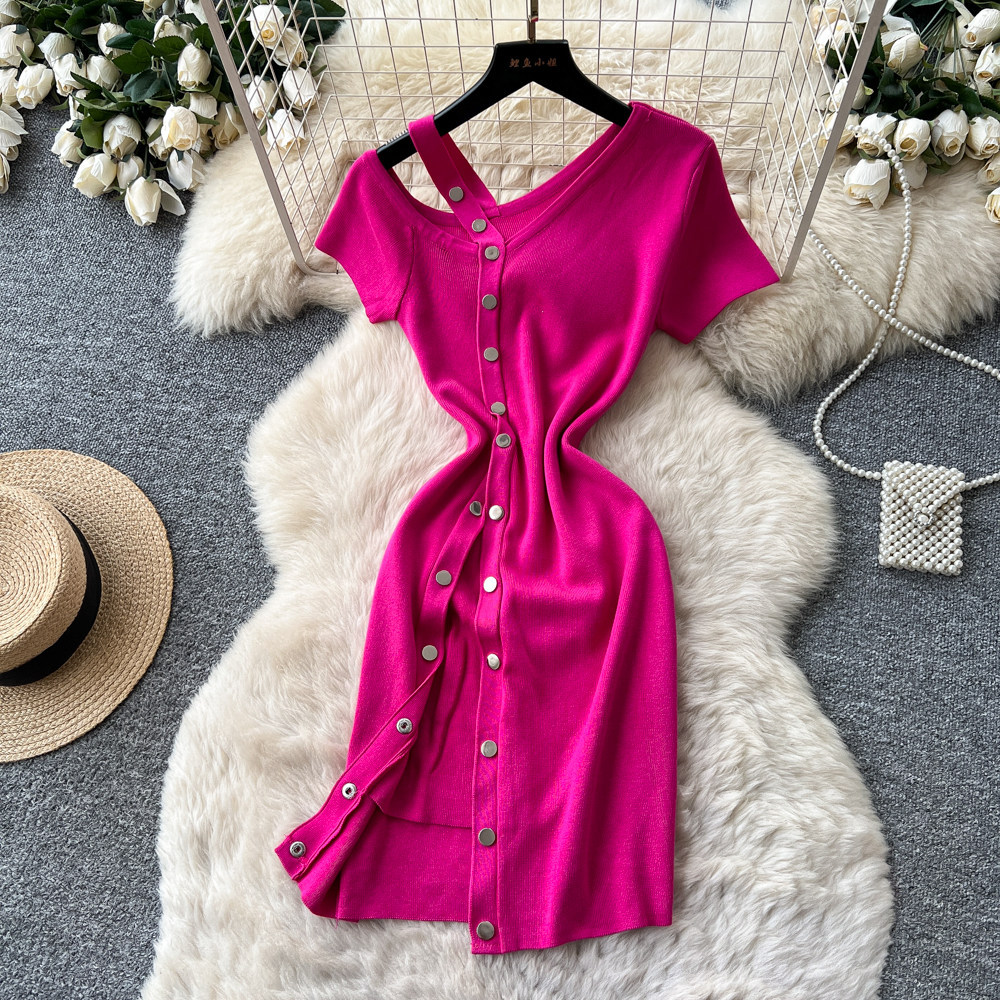 Wrap Dress Work - เดรสผู้หญิง ความยาวปานกลาง ชุดเซ็กซี่ สไตล์ Y2k สตรีทแวร์