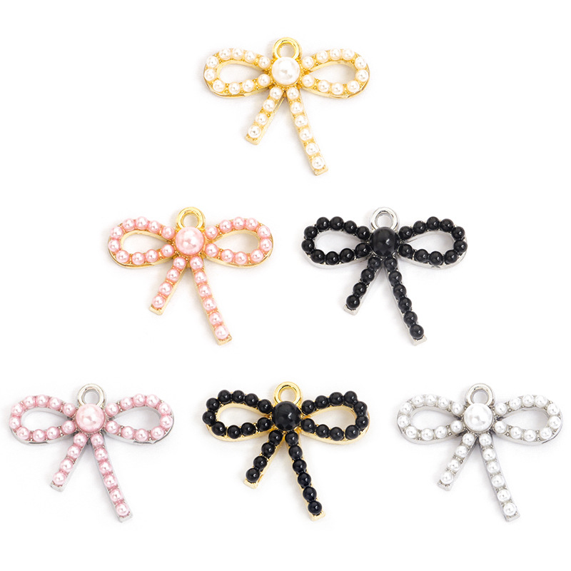 Pearl Necklace Set - 100 ชิ้น/ล็อต จี้รูปโบว์ประดับมุกเทียม ขนาด 22.9x19.3 มม.
