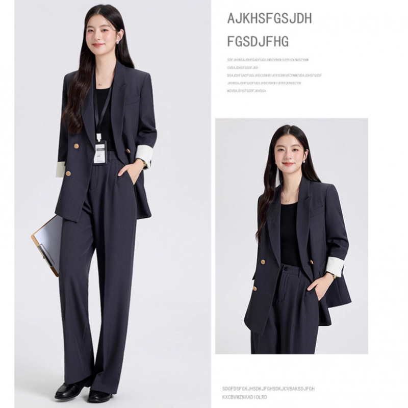 Women Formal Wear Interview - ชุดสูทผู้หญิงสำหรับฤดูใบไม้ผลิและฤดูใบไม้ร่วง ชุดสัมภาษณ์นักศึกษา ชุดทำงานแบบเป็นทางการ ไซส์เล็ก ชุดลำลองระดับไฮเอนด์สำหรับเดินทาง