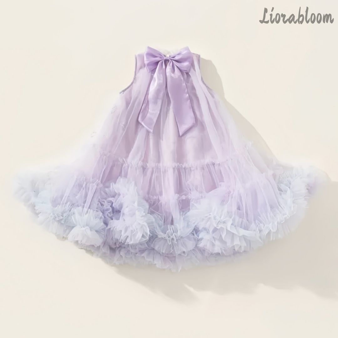 Women Formal Wear Dress - ชุดเดรสเจ้าหญิงสีม่วงสำหรับใส่ทุกวัน ชุดราตรี แต่งขอบลูกไม้ ประดับโบว์ ชุดเพื่อนเจ้าสาว ชุดเดรสงานปาร์ตี้