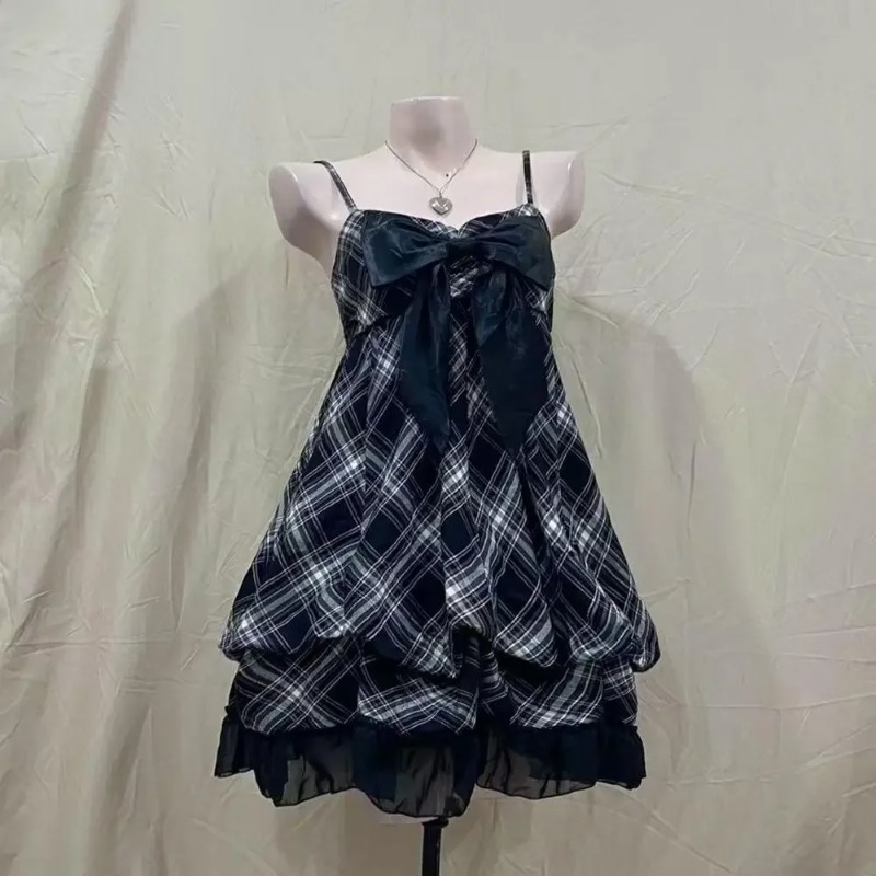 Vintage Women'S Formal Wear - ชุดเซ็ตสองชิ้นสไตล์โลลิต้าญี่ปุ่นน่ารักสำหรับผู้หญิง ชุดเดรสแขนกุดลายทางสไตล์วินเทจ Y2K ชุดกระโปรงลำลองสไตล์พรีปปี้ แฟชั่นประจำวัน