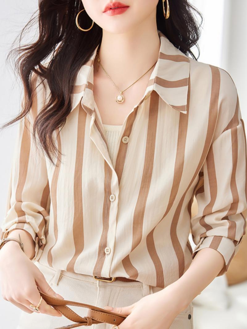 Women'S Formal Evening Wear Tops - เสื้อแขนยาวลายแอปริคอทสำหรับผู้หญิง, เสื้อผ้าแฟชั่นฤดูใบไม้ผลิระดับไฮเอนด์ใหม่และเรียบง่ายสำหรับเทรนด์แฟชั่นของผู้หญิง