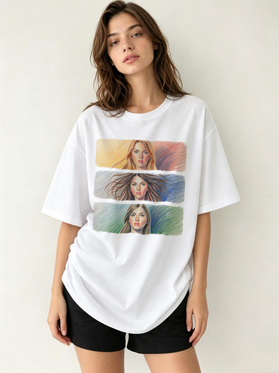 Women'S Formal Evening Wear Tops - เสื้อยืดพิมพ์ลายนีออน สีสันสดใส โดดเด่น สะดุดตา แฟชั่นสไตล์ผู้หญิง ดีไซน์ลวดลาย