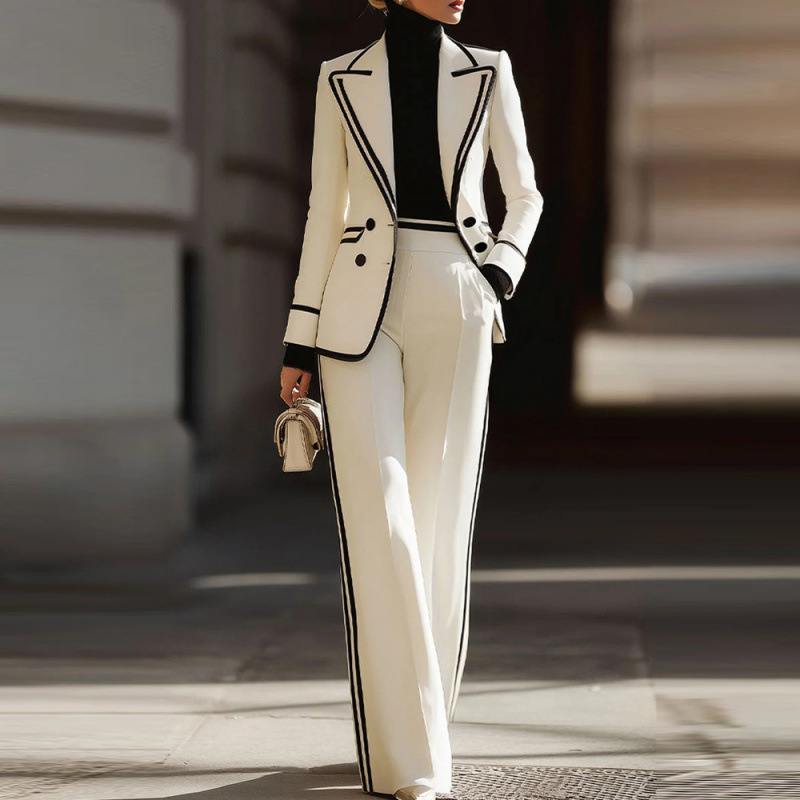 Female Formal Wear - ชุดสูทผู้หญิงแบบกระดุมสองแถว แบรนด์ A+ ลดราคาพิเศษ ประกอบด้วยเสื้อแจ็คเก็ตแขนยาวปกปกเสื้อ พร้อมกางเกงขายาว