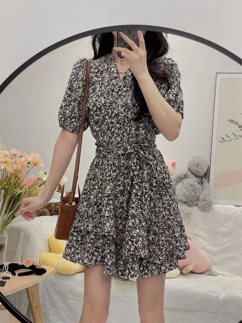 Wrap Dress Work - Little Daisy Bodycon ชุดสตรีพัฟแขน Vintage Tunics
