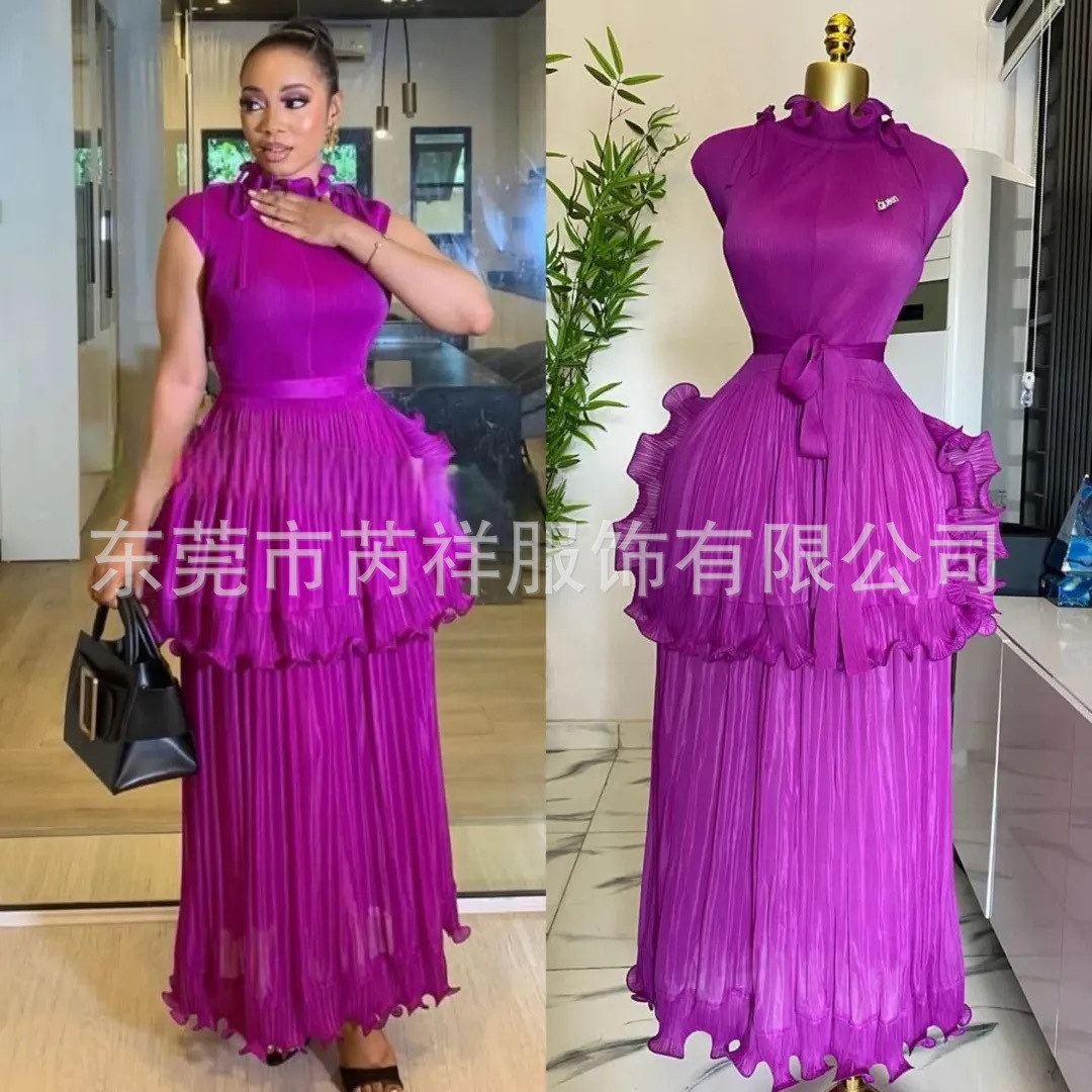 Wrap Dress Work - เดรสยาวทรงเอไลน์สำหรับผู้หญิง ชุดเดรสเซ็กซี่สไตล์ Y2K สตรีทแวร์ แขนกุด กระโปรงทรงเข้ารูป