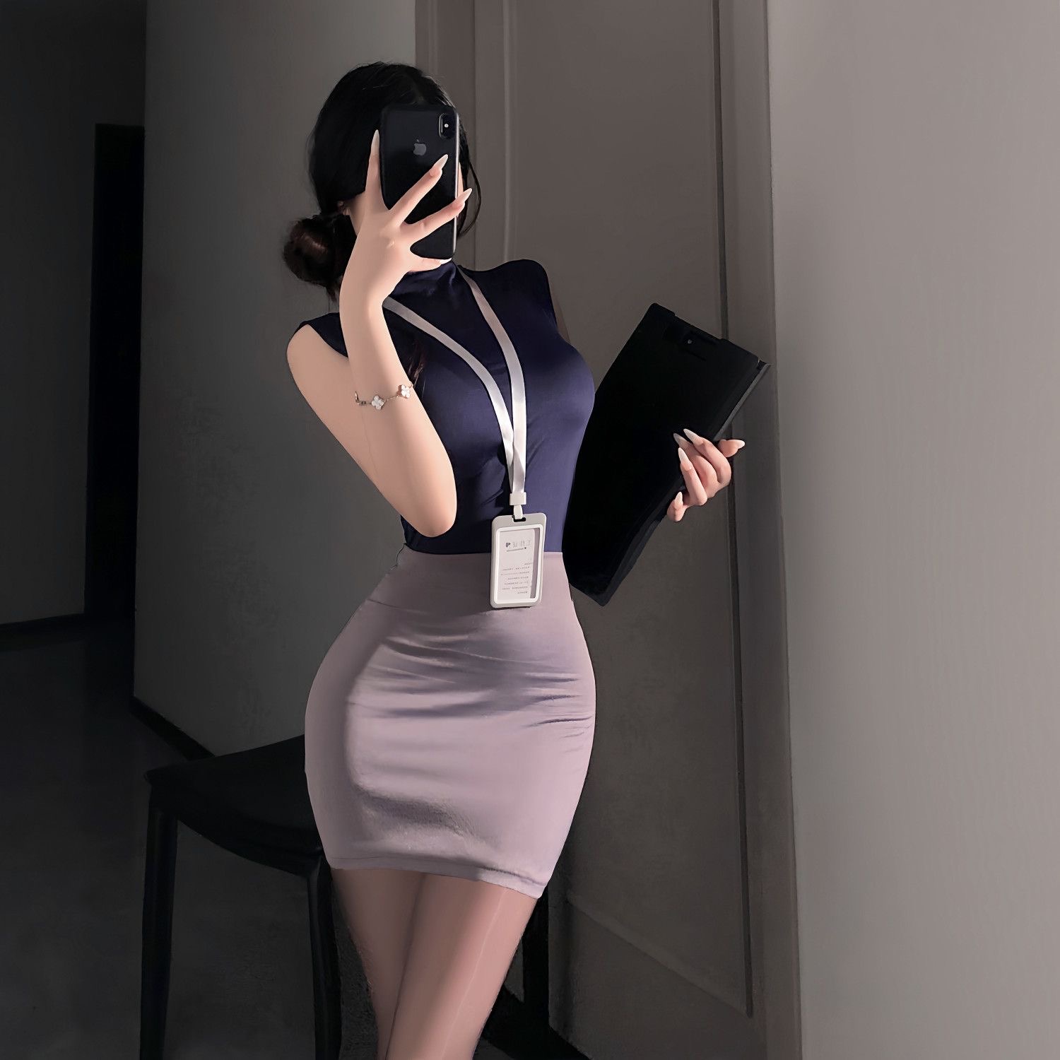 Shift Dress Sleeveless - กระโปรงหวานชุด OL เซ็กซี่ Pure Desire สไตล์เลขานุการกระเป๋าก้น