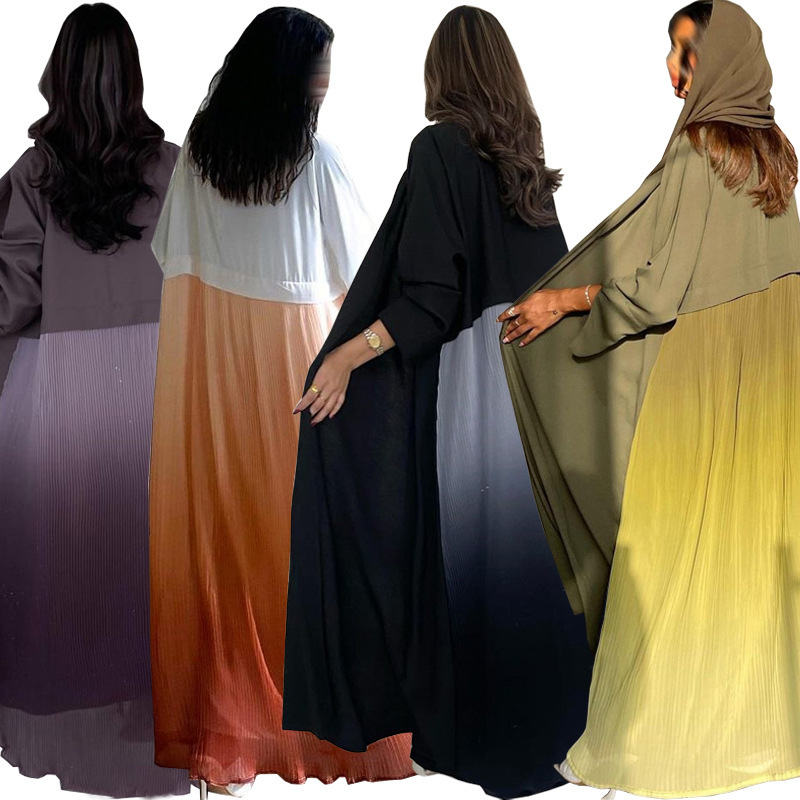 Women Formal Wear Dubai - ชุดอาบายะแบบจีบสำหรับสตรีชาวมุสลิม สไตล์ดูไบ ผ้าทวิลเนื้อแน่น ปิดมิดชิด เหมาะสำหรับงานอีด งานแต่งงาน