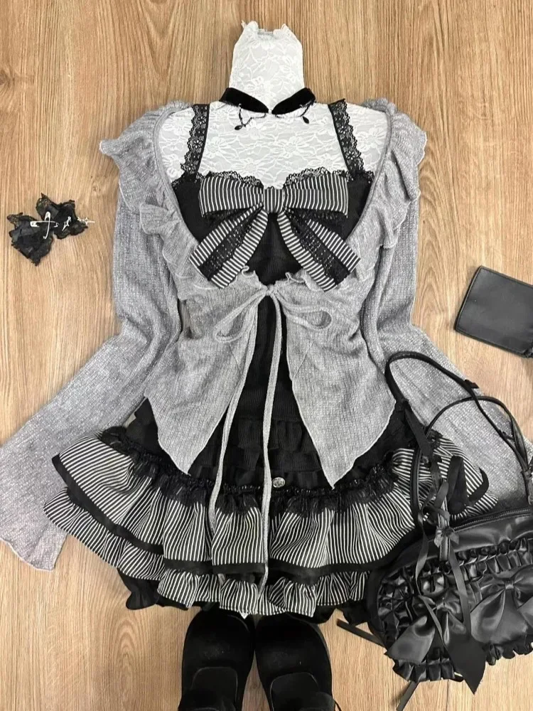 Vintage Women'S Formal Wear - Sweet Lolita Vintage ชุดผู้หญิง Ruffles เสื้อสเวตเตอร์ถัก