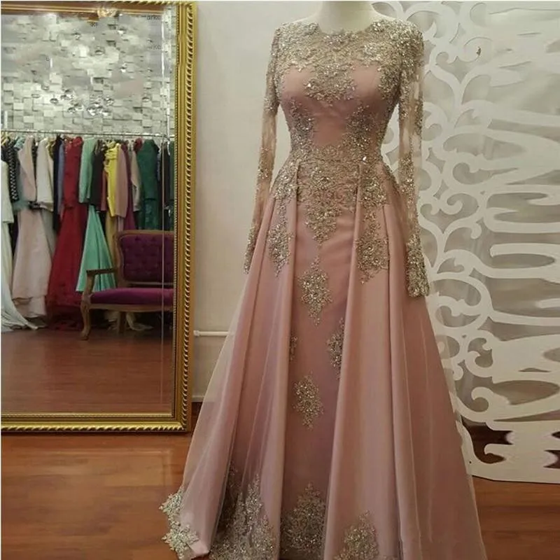 ชุดราตรีแขนยาวสีโรสโกลด์ประดับ - Women Formal Wear Dubai บทวิจารณ์และราคา