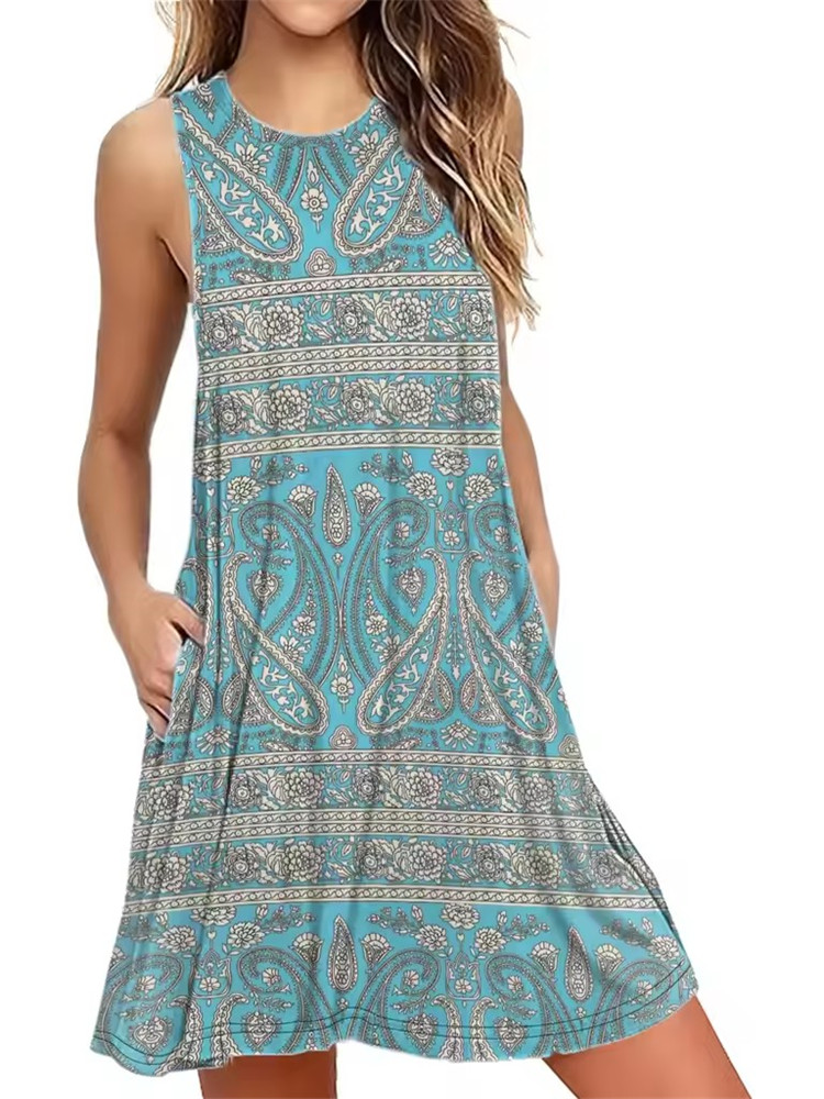 9XL PLUS ขนาด Sundress หลวมดอก - Shift Dress Sleeveless บทวิจารณ์และราคา