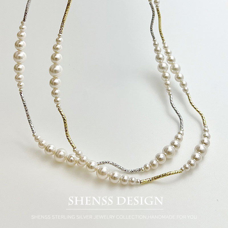 สร้อยคอสั้นมุกเทียมสร้อยข้อมือ - Pearl Necklace Set บทวิจารณ์และราคา
