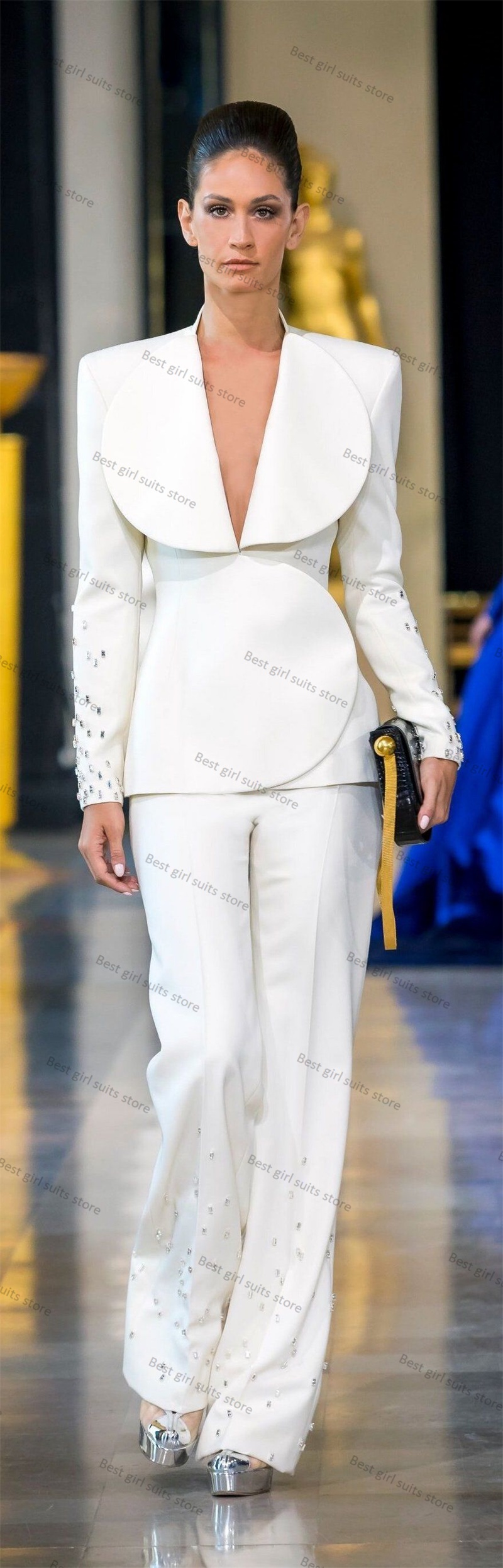 ชุดสูท2ชิ้นสีขาวสง่างามสำหรับผ - Women Formal Wear Tailor บทวิจารณ์และราคา