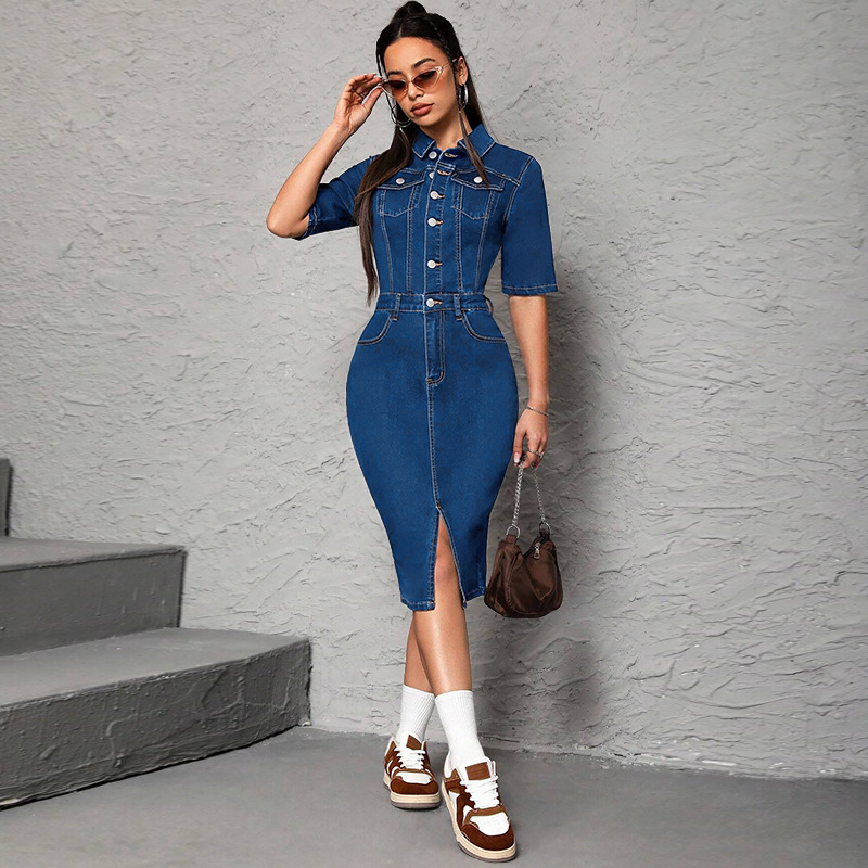 เดรสยาวผู้หญิง คอปกพับ แขนครึ่ - Wrap Dress Work บทวิจารณ์และราคา