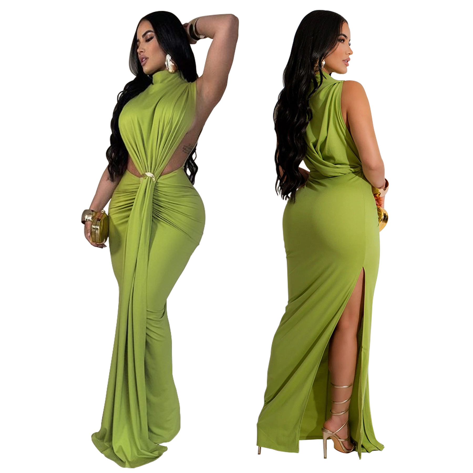 เดรสยาวผู้หญิง ชุดราตรีเซ็กซี่ - Wrap Dress Work บทวิจารณ์และราคา