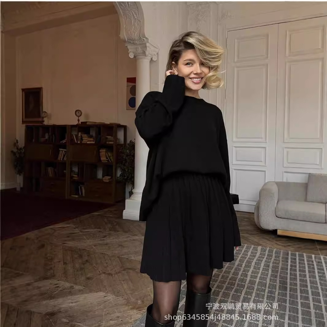 ฤดูใบไม้ร่วงสีทึบO-คอเสื้อกันห - Pencil Skirt Midi บทวิจารณ์และราคา