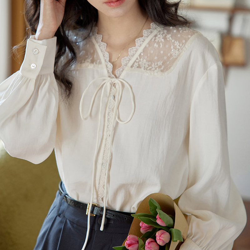 เสื้อแขนยาวผู้หญิงซาตินคอปกทรง - Women Formal Wear Korean บทวิจารณ์และราคา
