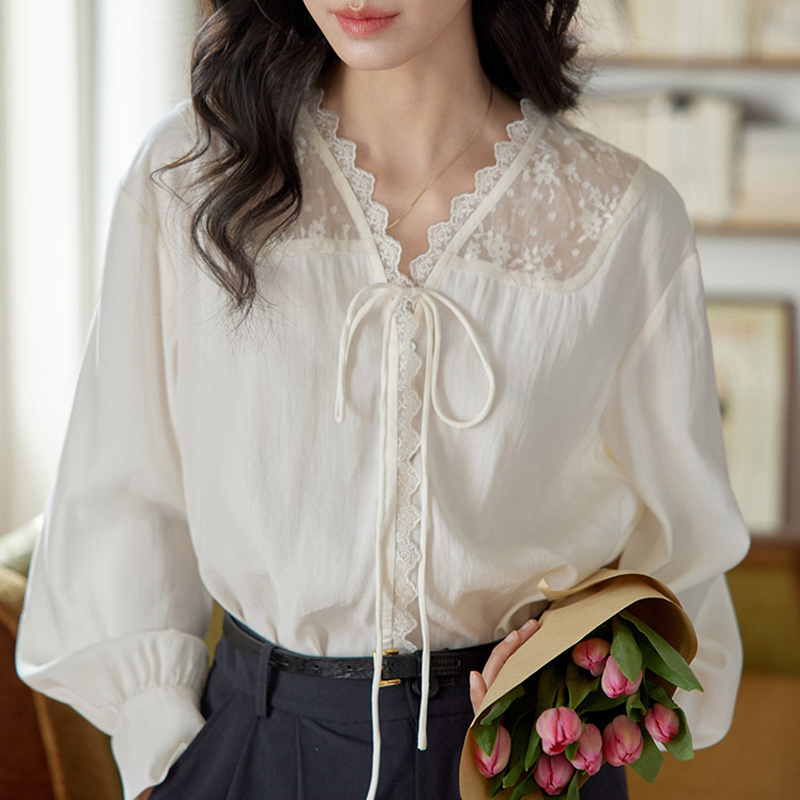 เสื้อแขนยาวผู้หญิงซาตินคอปกทรง - Women Formal Wear Korean บทวิจารณ์และราคา