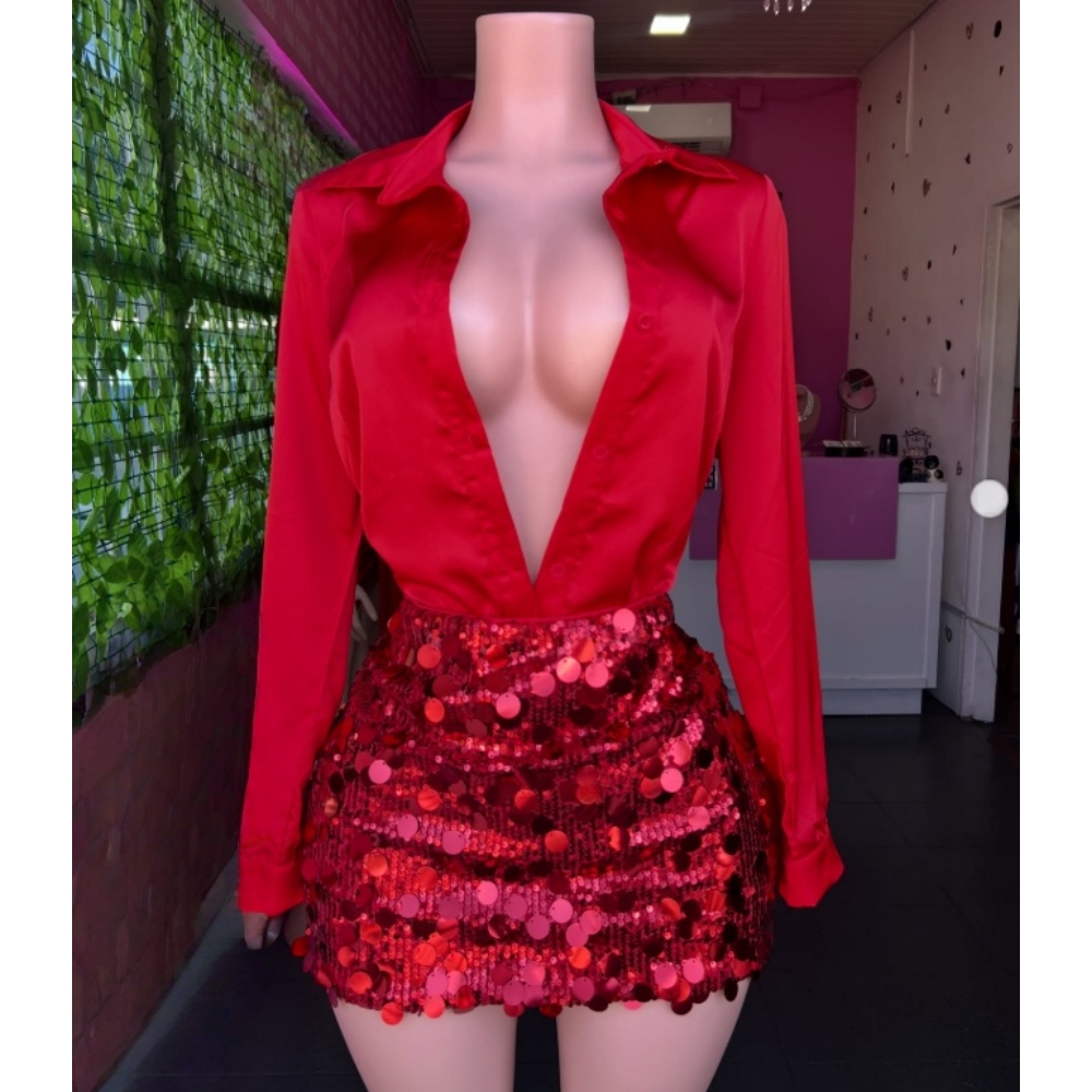 HLJ เสื้อเชิ้ตแขนยาวสีแดงสำหรั - Pencil Skirt Midi บทวิจารณ์และราคา