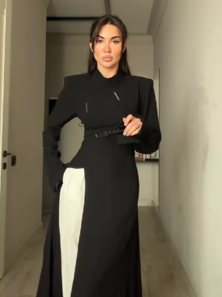 เดรสยาวคอสูงแขนยาวสำหรับผู้หญิ - Women Formal Wear Dress บทวิจารณ์และราคา