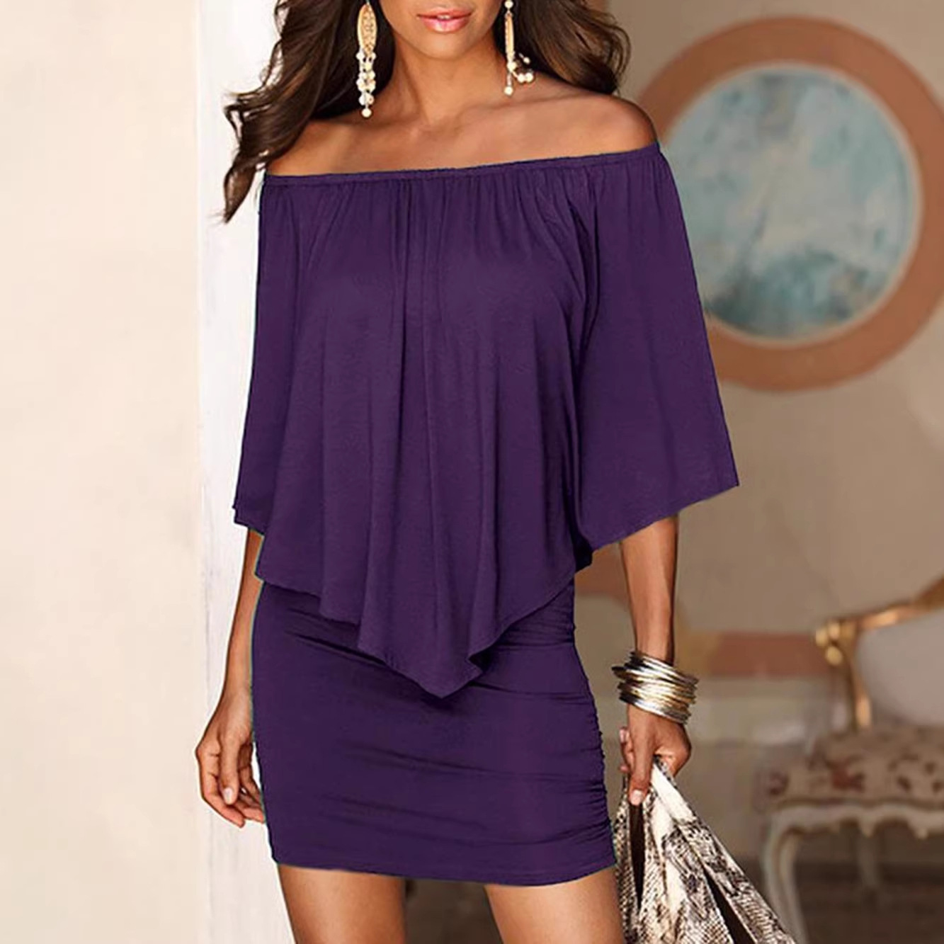 เดรสสั้นผู้หญิง ชุดเดรสสไตล์ Y - Wrap Dress Work บทวิจารณ์และราคา