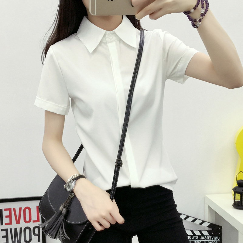 เสื้อเชิ้ตแขนสั้นสีขาวทรงหลวมผ - Women Formal Wear Korean บทวิจารณ์และราคา