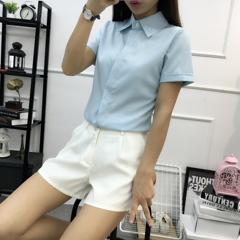 เสื้อเชิ้ตแขนสั้นสีขาวทรงหลวมผ - Women Formal Wear Korean บทวิจารณ์และราคา