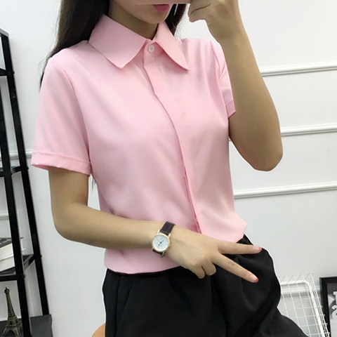 เสื้อเชิ้ตแขนสั้นสีขาวทรงหลวมผ - Women Formal Wear Korean บทวิจารณ์และราคา
