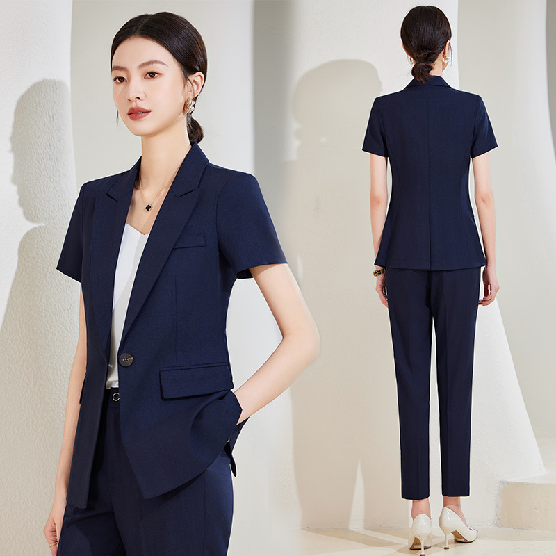 ชุดสูทแขนสั้นสีน้ำเงินกรมท่าสำ - Women'S Formal Wear Stores บทวิจารณ์และราคา