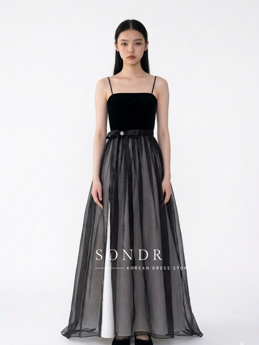 ชุดราตรีทรงเอไลน์แบบสายสปาเก็ต - Women Formal Wear Korean บทวิจารณ์และราคา