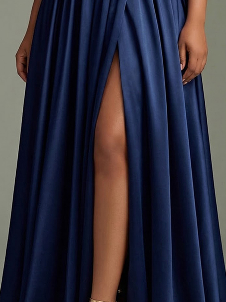 ชุดราตรีผ้าซาตินสีกรมท่าสำหรับ - Women Formal Wear Dress บทวิจารณ์และราคา