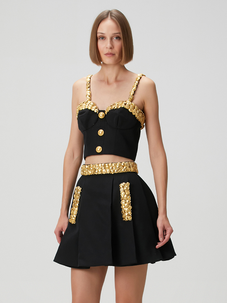 ชุดเดรสสองชิ้นสีดำ VC พร้อมกระ - Women'S Formal Evening Wear Tops บทวิจารณ์และราคา
