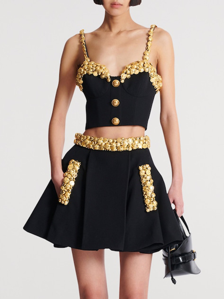 ชุดเดรสสองชิ้นสีดำ VC พร้อมกระ - Women'S Formal Evening Wear Tops บทวิจารณ์และราคา