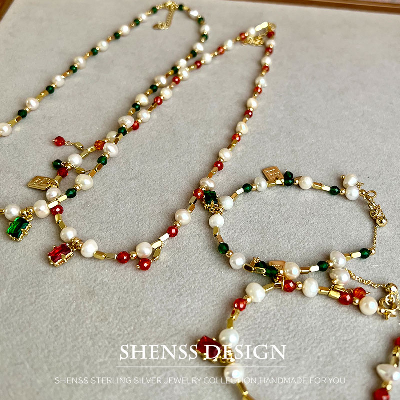 สร้อยคอจี้เพทายไข่มุกน้ำจืดขนา - Pearl Necklace Set บทวิจารณ์และราคา