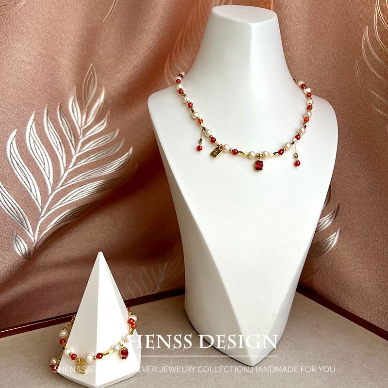 สร้อยคอจี้เพทายไข่มุกน้ำจืดขนา - Pearl Necklace Set บทวิจารณ์และราคา