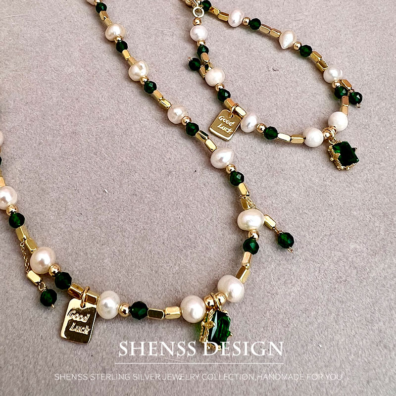 สร้อยคอจี้เพทายไข่มุกน้ำจืดขนา - Pearl Necklace Set บทวิจารณ์และราคา