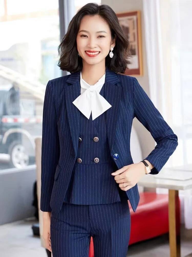 ชุดสูททำงานลายทางสำหรับผู้หญิง - Women Formal Wear Interview บทวิจารณ์และราคา