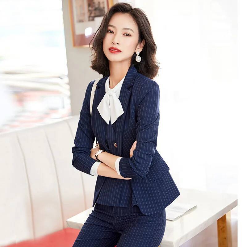 ชุดสูททำงานลายทางสำหรับผู้หญิง - Women Formal Wear Interview บทวิจารณ์และราคา