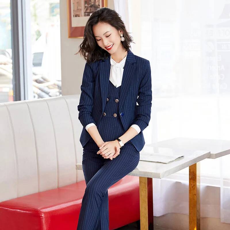 ชุดสูททำงานลายทางสำหรับผู้หญิง - Women Formal Wear Interview บทวิจารณ์และราคา