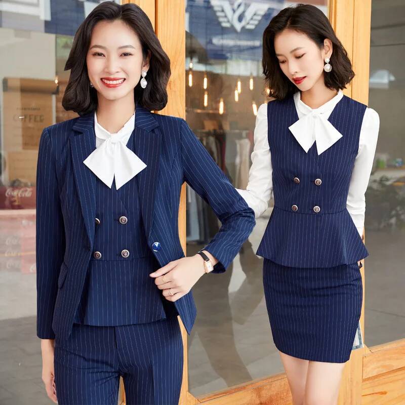 ชุดสูททำงานลายทางสำหรับผู้หญิง - Women Formal Wear Interview บทวิจารณ์และราคา