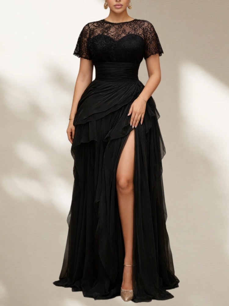 ชุดราตรีลูกไม้ตาข่ายไซส์ใหญ่ ด - Women Formal Wear Dress บทวิจารณ์และราคา
