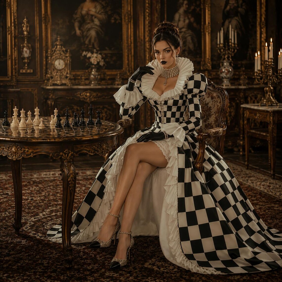 ชุดเดรสบอลกาวน์ลายตารางหมากรุก - Women Formal Wear Dress บทวิจารณ์และราคา
