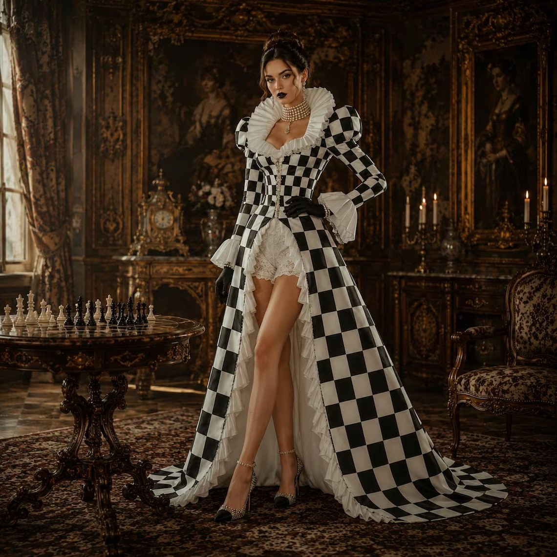ชุดเดรสบอลกาวน์ลายตารางหมากรุก - Women Formal Wear Dress บทวิจารณ์และราคา