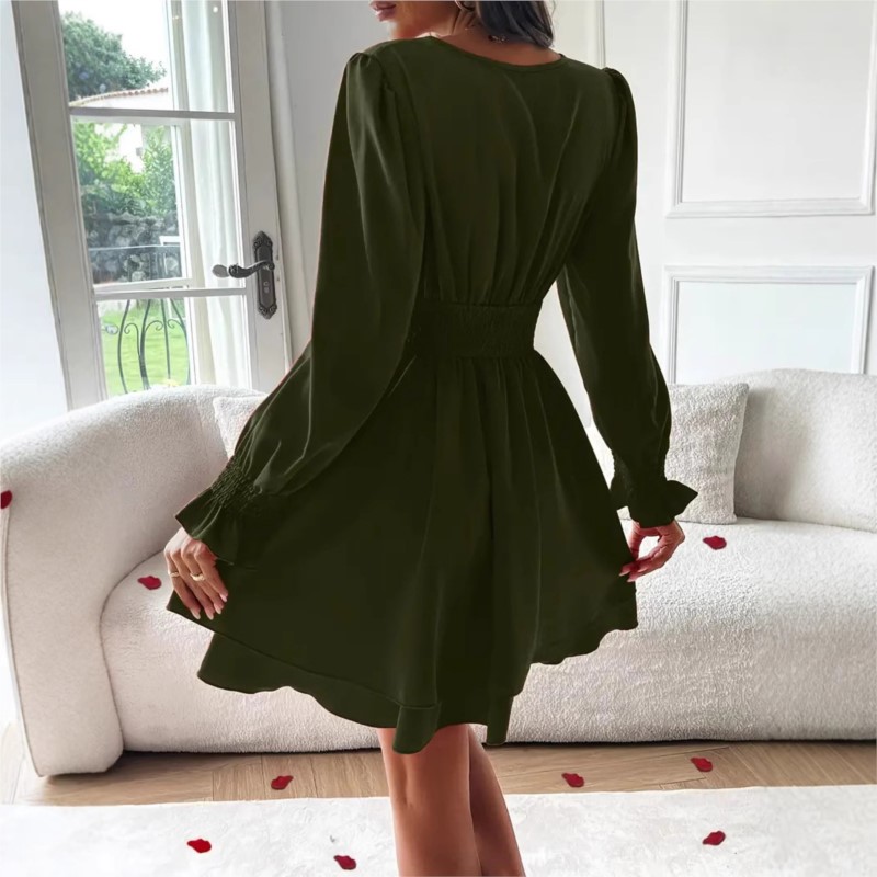 เดรส 2025 เสื้อผ้าผู้หญิง คอวี - Wrap Dress Work บทวิจารณ์และราคา