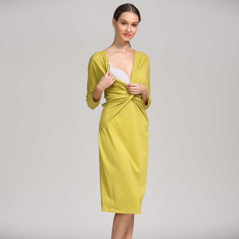 ชุดคลุมท้องแบบพันด้านหน้า คอวี - Wrap Dress Work บทวิจารณ์และราคา