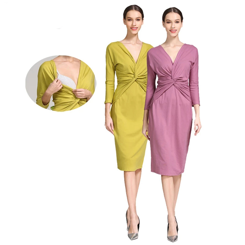 ชุดคลุมท้องแบบพันด้านหน้า คอวี - Wrap Dress Work บทวิจารณ์และราคา