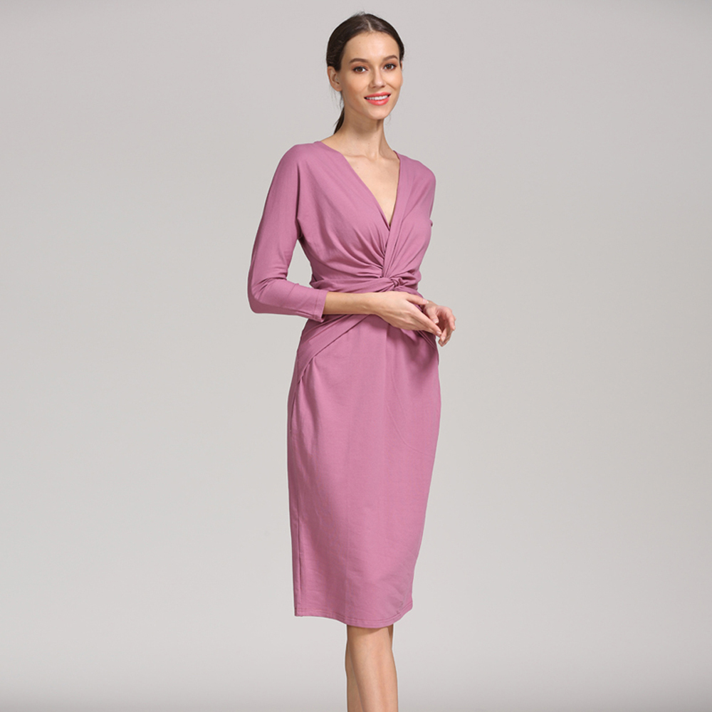 ชุดคลุมท้องแบบพันด้านหน้า คอวี - Wrap Dress Work บทวิจารณ์และราคา