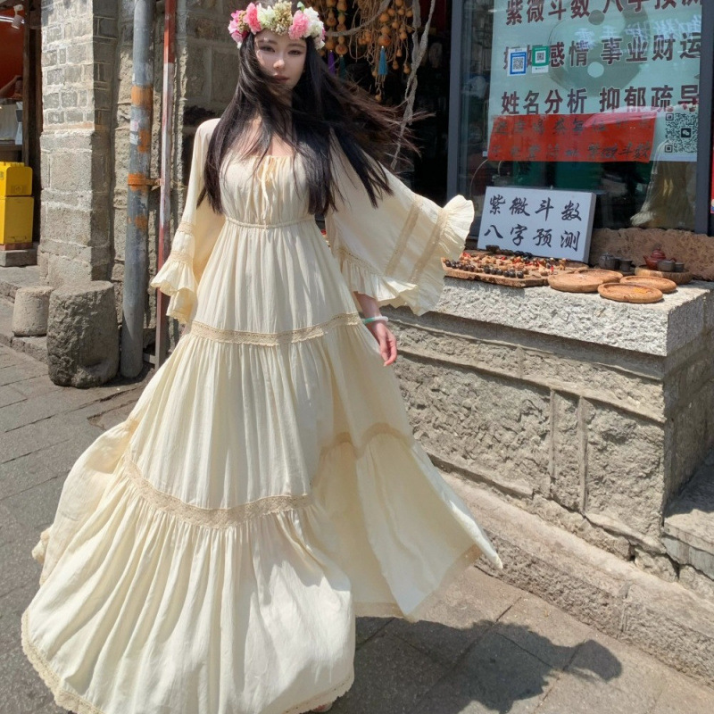 เดรสยาวทรงทรัมเป็ต คอเหลี่ยม แ - Vintage Women'S Formal Wear บทวิจารณ์และราคา