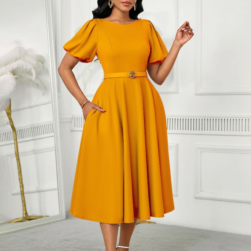 2025 ใหม่Office LadyทํางานO-คอ - Wrap Dress Work บทวิจารณ์และราคา